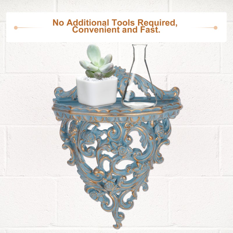 2pcs Wall Hanging Storage Rack Decorative Floating Shelf Wall Mount Organizer Wall Floating Shelf Decor European Style Hanging Shelf - Image 2