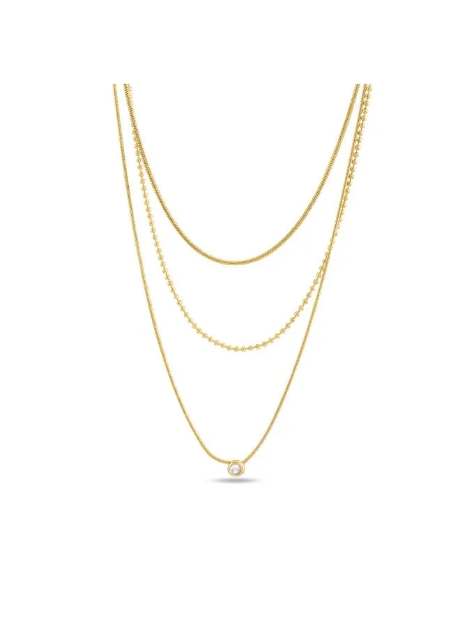 بالموناس PALMONAS 18k Gold Tone Plated Golden Layers With Stone Necklace
 for Women