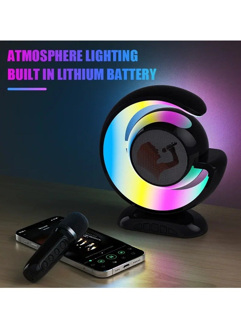 YS-110 Portable Karaoke Machine, Lightshow Speaker Wireless Bluetooth Speakers, Dual Mic, Lighting Atmosphere, Mini Music Box - Image 2