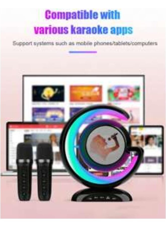 YS-110 Portable Karaoke Machine, Lightshow Speaker Wireless Bluetooth Speakers, Dual Mic, Lighting Atmosphere, Mini Music Box - Image 5