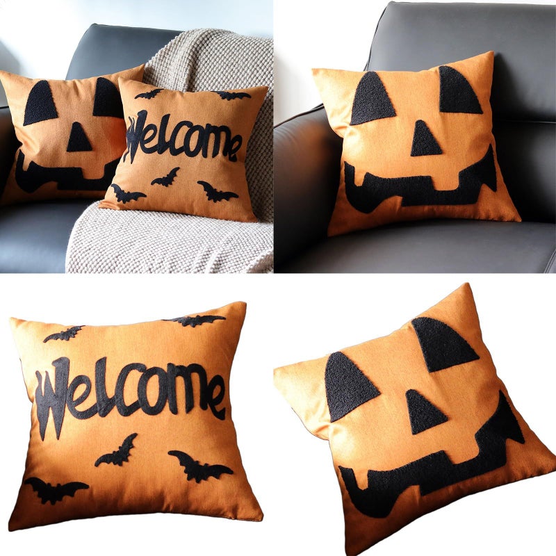 Reversible Halloween Embroidered Throw Pillow Cover Polyester Home Decor Sofa Bedroom Festival Cushion - Image 3