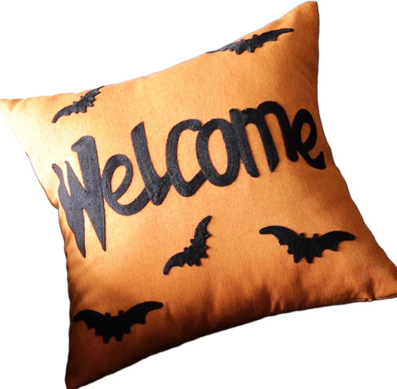 Reversible Halloween Embroidered Throw Pillow Cover Polyester Home Decor Sofa Bedroom Festival Cushion - Image 1