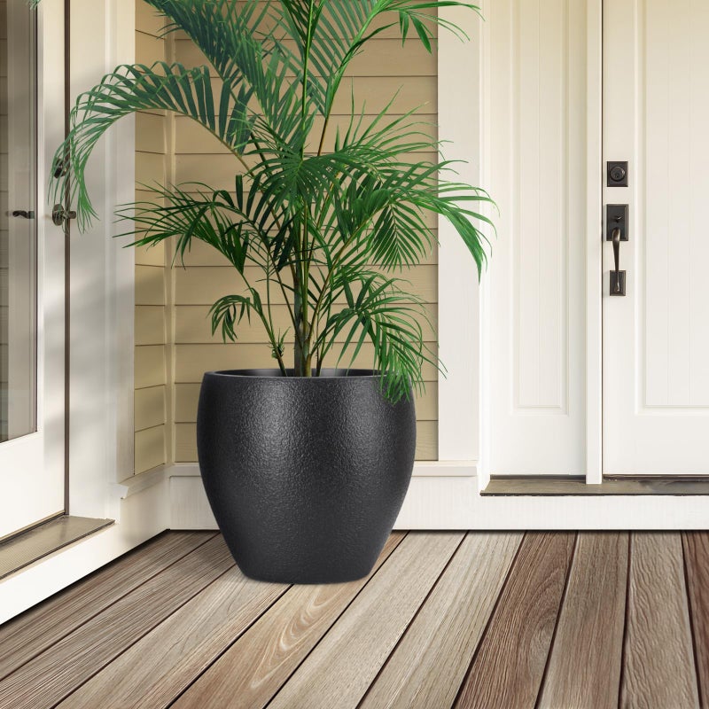YNNICO Plant Pots 17.5/14.8/12.2 inch Set of 3, Flower Pots with Drainage Holes, Large Planters for Indoor Outdoor Garden Plants and Flowers. (Black) - Image 4