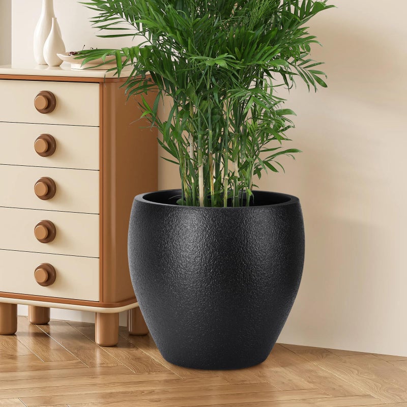 YNNICO Plant Pots 17.5/14.8/12.2 inch Set of 3, Flower Pots with Drainage Holes, Large Planters for Indoor Outdoor Garden Plants and Flowers. (Black) - Image 5