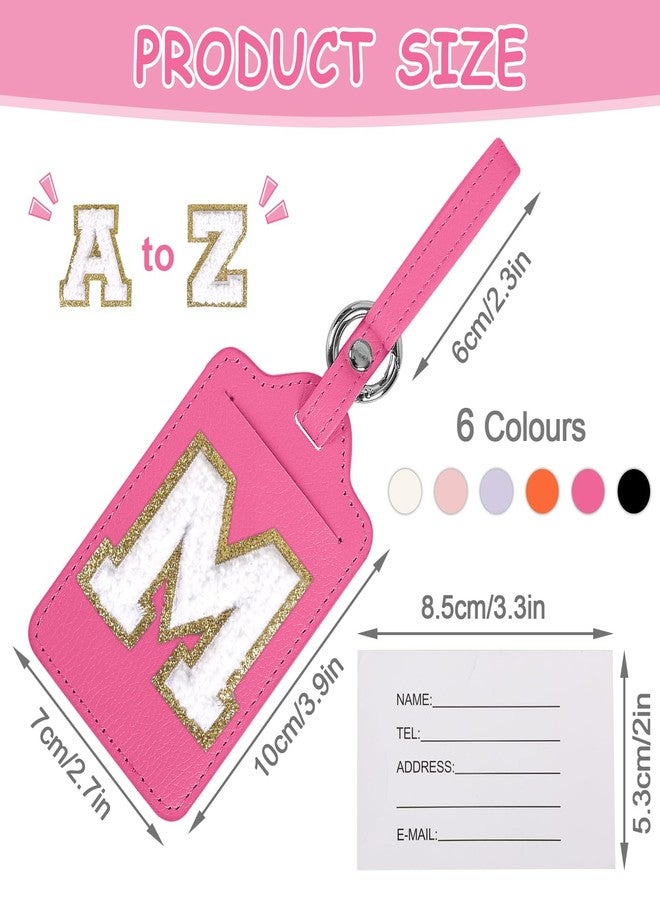 بطاقات أمتعة شخصية تحمل الأحرف الأولى للحقائب، بطاقات أمتعة جلدية لطيفة تحمل حروفًا للسفر، بطاقة تعريف الحقيبة بالاسم، بطاقات حقائب للرجال والنساء والأطفال (وردي - أبيض، مقاس متوسط) - Image 2