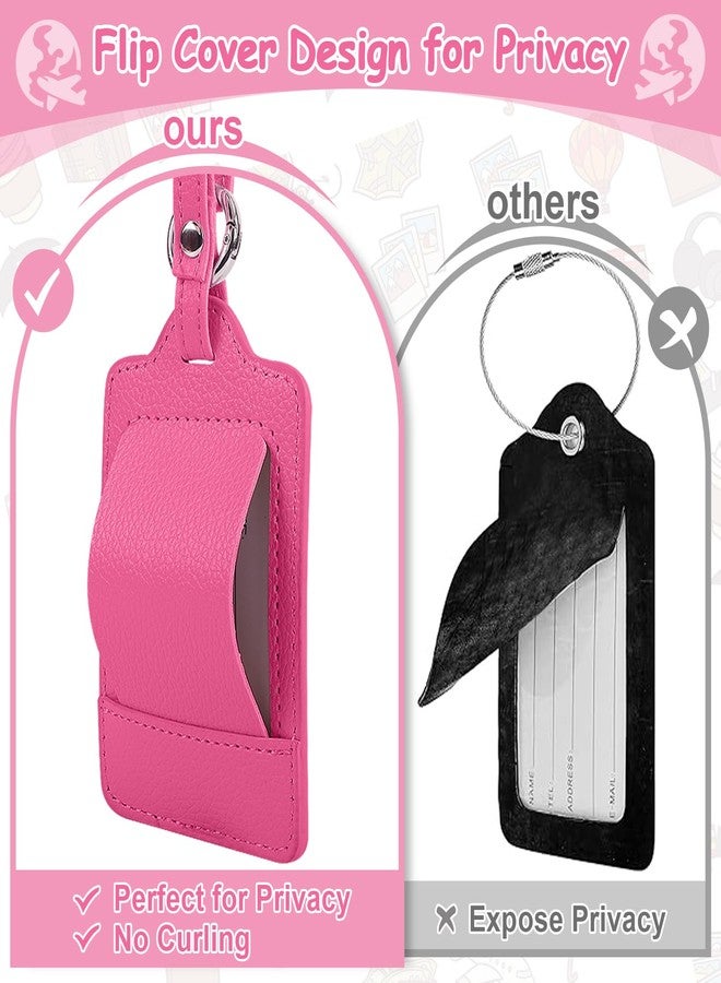 بطاقات أمتعة شخصية تحمل الأحرف الأولى للحقائب، بطاقات أمتعة جلدية لطيفة تحمل حروفًا للسفر، بطاقة تعريف الحقيبة بالاسم، بطاقات حقائب للرجال والنساء والأطفال (وردي - أبيض، مقاس متوسط) - Image 4