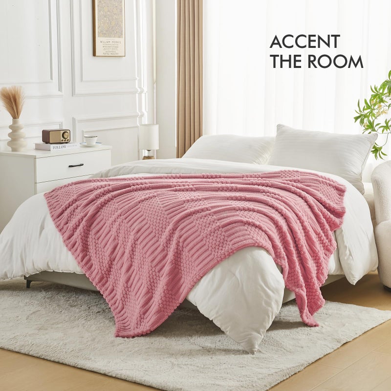 lifein Fall Throw Blanket for Couch-Soft Boho Bed Throw Blanket Pink Fleece Cozy Blanket for Autumn Cute Pink Fluffy Lightweight Blankets&Throws for Sofa Chair Home Decor Woman Man(50x60 Pink) - Image 4