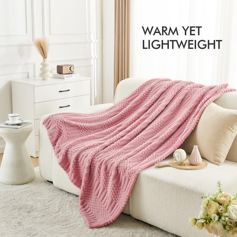 lifein Fall Throw Blanket for Couch-Soft Boho Bed Throw Blanket Pink Fleece Cozy Blanket for Autumn Cute Pink Fluffy Lightweight Blankets&Throws for Sofa Chair Home Decor Woman Man(50x60 Pink) - Image 3