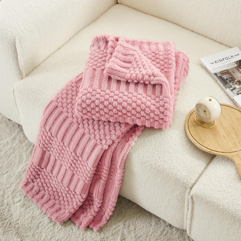lifein Fall Throw Blanket for Couch-Soft Boho Bed Throw Blanket Pink Fleece Cozy Blanket for Autumn Cute Pink Fluffy Lightweight Blankets&Throws for Sofa Chair Home Decor Woman Man(50x60 Pink) - Image 2