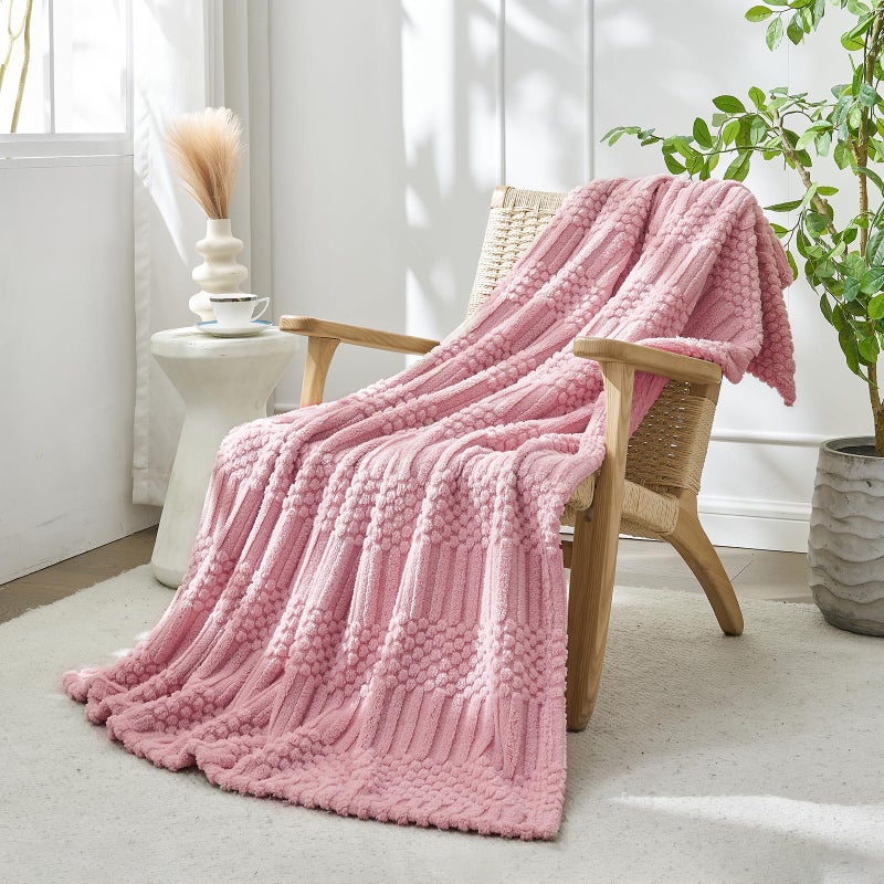 lifein Fall Throw Blanket for Couch-Soft Boho Bed Throw Blanket Pink Fleece Cozy Blanket for Autumn Cute Pink Fluffy Lightweight Blankets&Throws for Sofa Chair Home Decor Woman Man(50x60 Pink) - Image 5