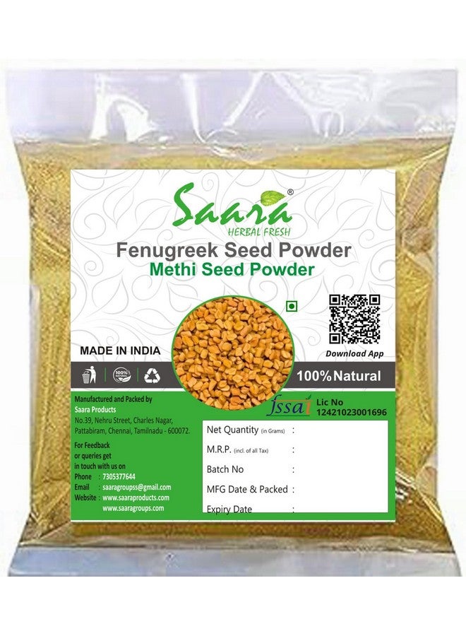 Saara مسحوق بذور الحلبة SAARA لنمو الشعر - 100 جرام، للأكل، السكري (مسحوق بذور الحلبة، ميثي، ألياف الحلبة، ميثولو ماثي فيندايام ميثي عبوة 1 × 100 جرام) - Image 1