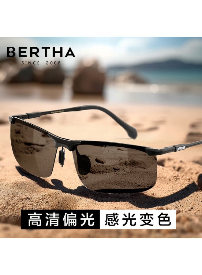 Bertha Polarized Photochromic Sungl Driving Gl Day And Night Dual-use Driving Fishing Eyewear Uv Protection - Image 1