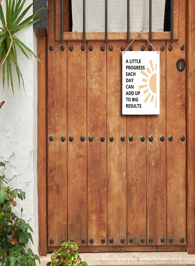 FUGWN Motivational Mental Health Boho Sun Hanging Wooden Signs 8x10, Mental Health School Counselor Office Decor, A Little Progress Each Day Adds Up to Big Results Inspirational Wall Decor - Image 3