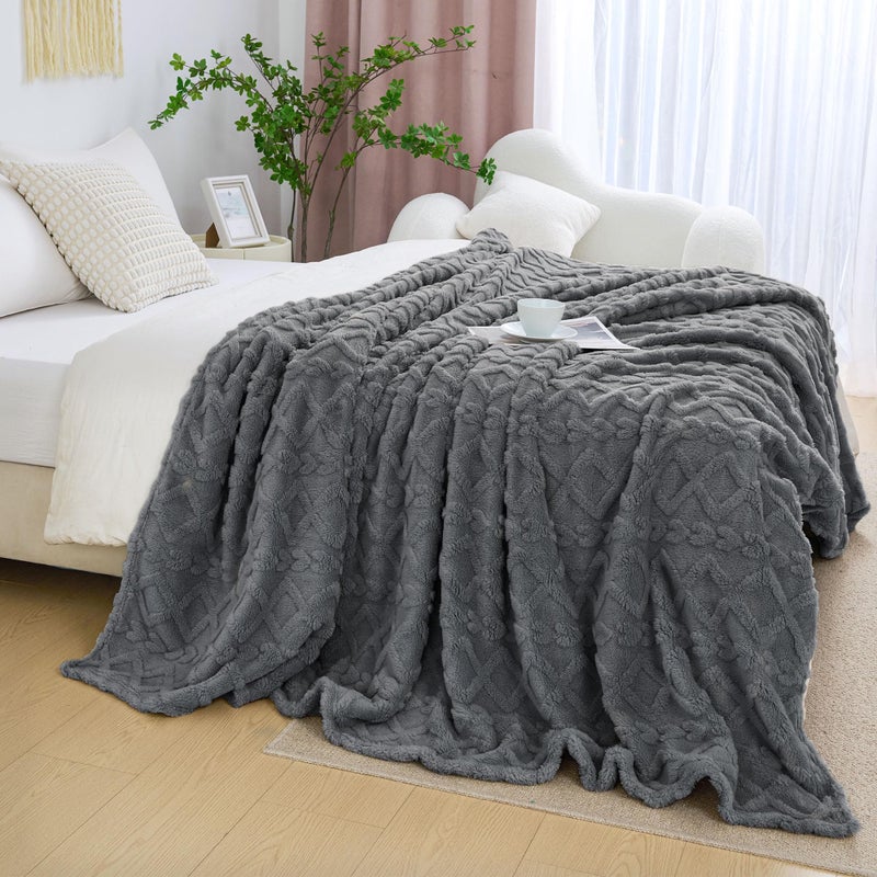 Aganear Fleece Blanket King Size  Lightweight Portable Plush Fuzzy Cozy Soft for Couch Sofa Bed Office  Breathable SkinFriendly for All Season Accessories 108x90 Gray