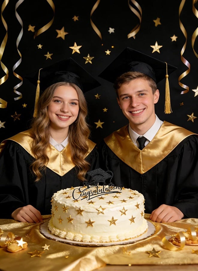 KANGLI Congratulations Graduation Cake Topper, Congrats Grad Cake Decor for Graduation Parties, Successes and Happy Occasions, High School, College and Senior Graduation Party Decorations Supplies, Black - Image 3