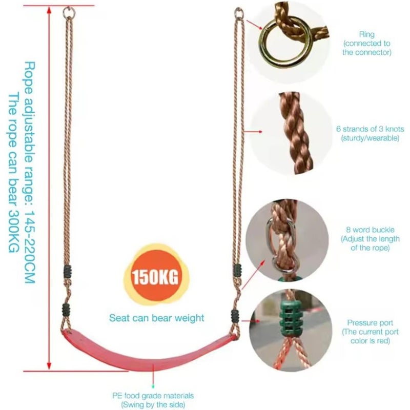 مقعد متأرجح Swing Seat, Adjustable Rope and 2 Carabiners and 2 Screw - Image 4