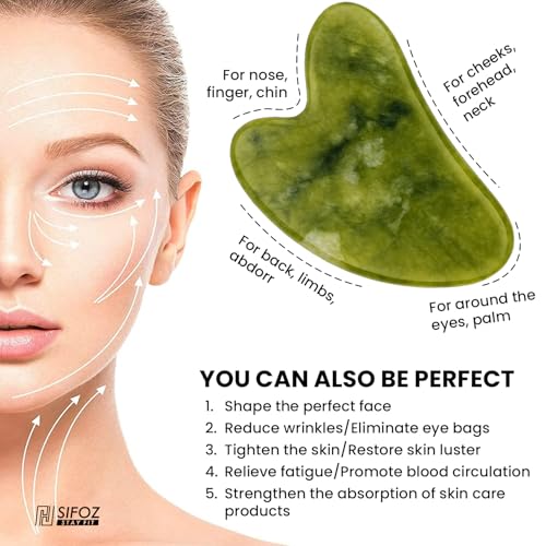 SIFOZ Premium Gua Sha Tool for Face – Anti-Aging Facial Massager for Skin Tightening, Wrinkle Reduction & Muscle Relaxation – Natural Skincare Stone for Face, Neck & Eyes - Image 3