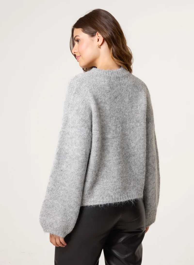 Blue Vanilla Flower Embellished Jumper