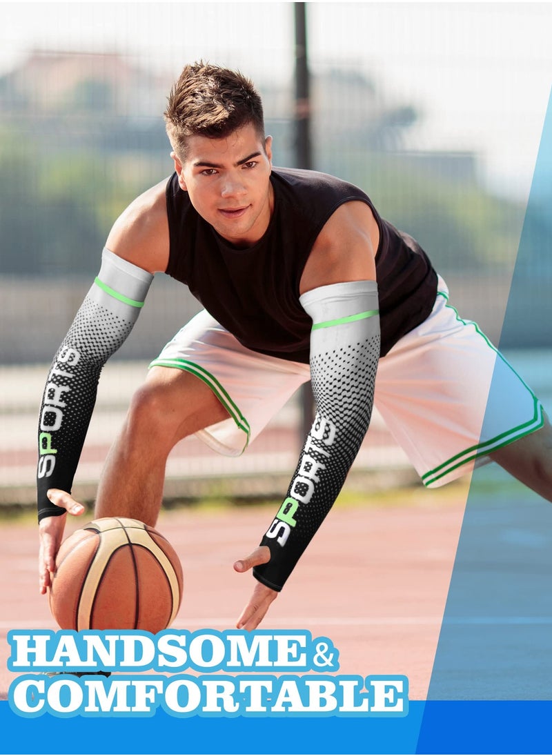 Captaintech 4 Pairs UV Sun Protection Arm Sleeves Cooling Sports Sleeve Anti Slip Sleeves Ice Silk Sun Sleeves Arm Covers Arm Sun Sleeves Compression UV Protection Cooling for Men Women  - Image 4