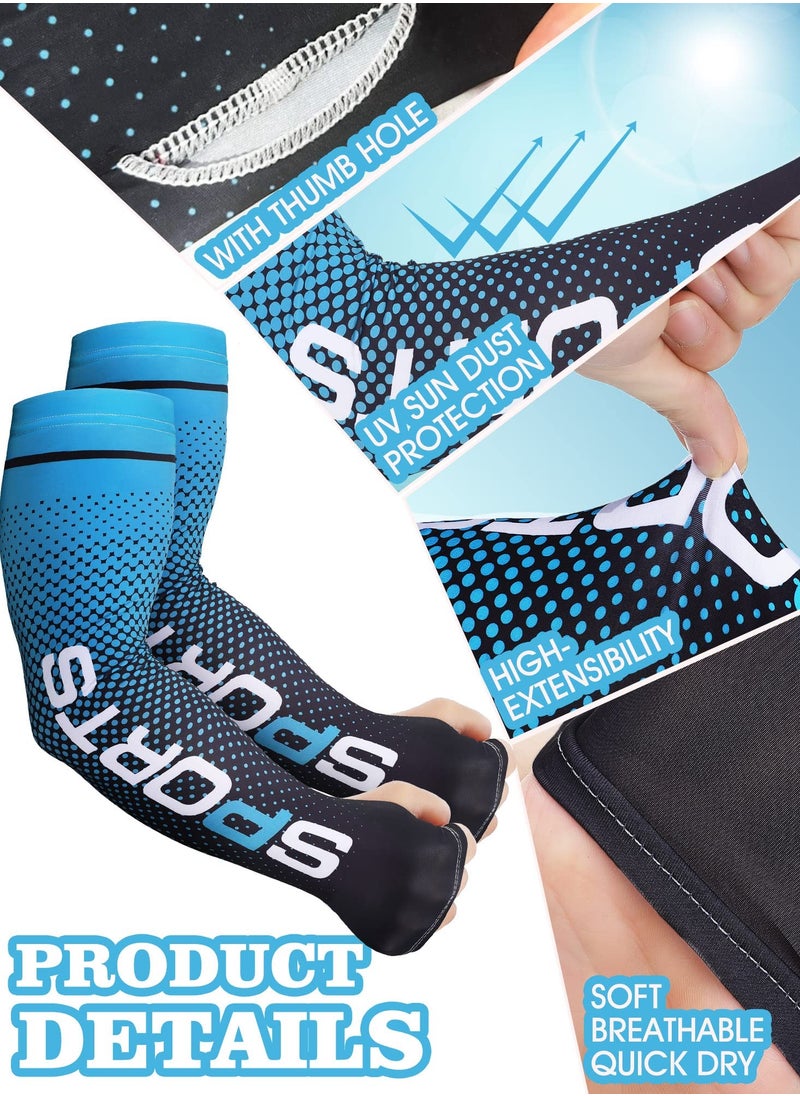 Captaintech 4 Pairs UV Sun Protection Arm Sleeves Cooling Sports Sleeve Anti Slip Sleeves Ice Silk Sun Sleeves Arm Covers Arm Sun Sleeves Compression UV Protection Cooling for Men Women  - Image 3