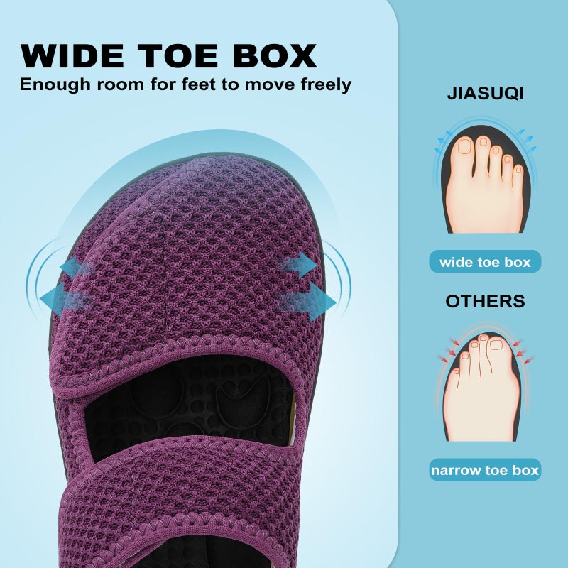 JIASUQI Womens Orthopedic Slippers Slide On Recovery Shoes for Elderly Wide House Shoes for Swollen Feet, Purple 9 - Image 4