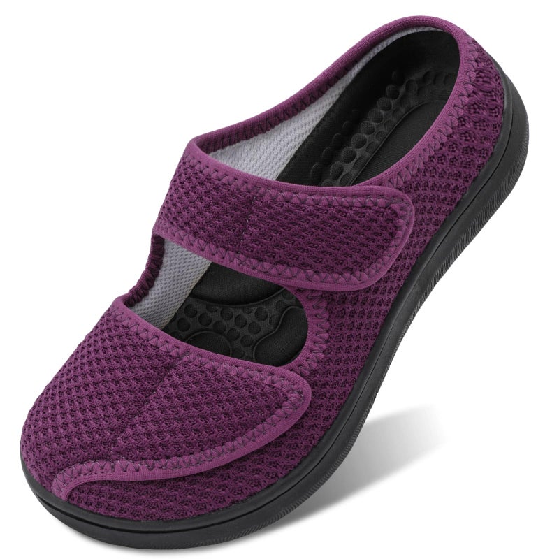 JIASUQI Womens Orthopedic Slippers Slide On Recovery Shoes for Elderly Wide House Shoes for Swollen Feet, Purple 9 - Image 1