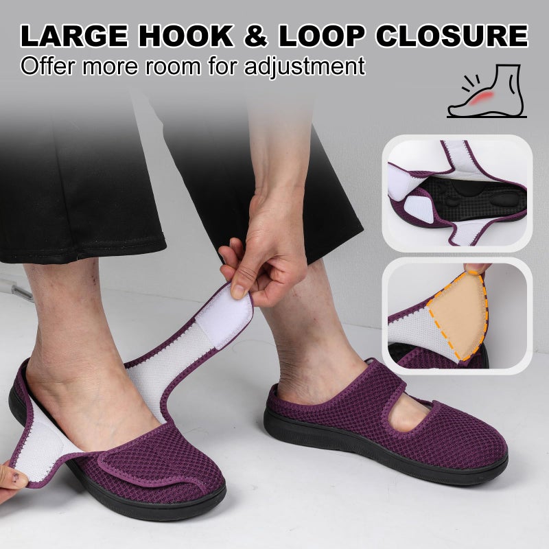 JIASUQI Womens Orthopedic Slippers Slide On Recovery Shoes for Elderly Wide House Shoes for Swollen Feet, Purple 9 - Image 3
