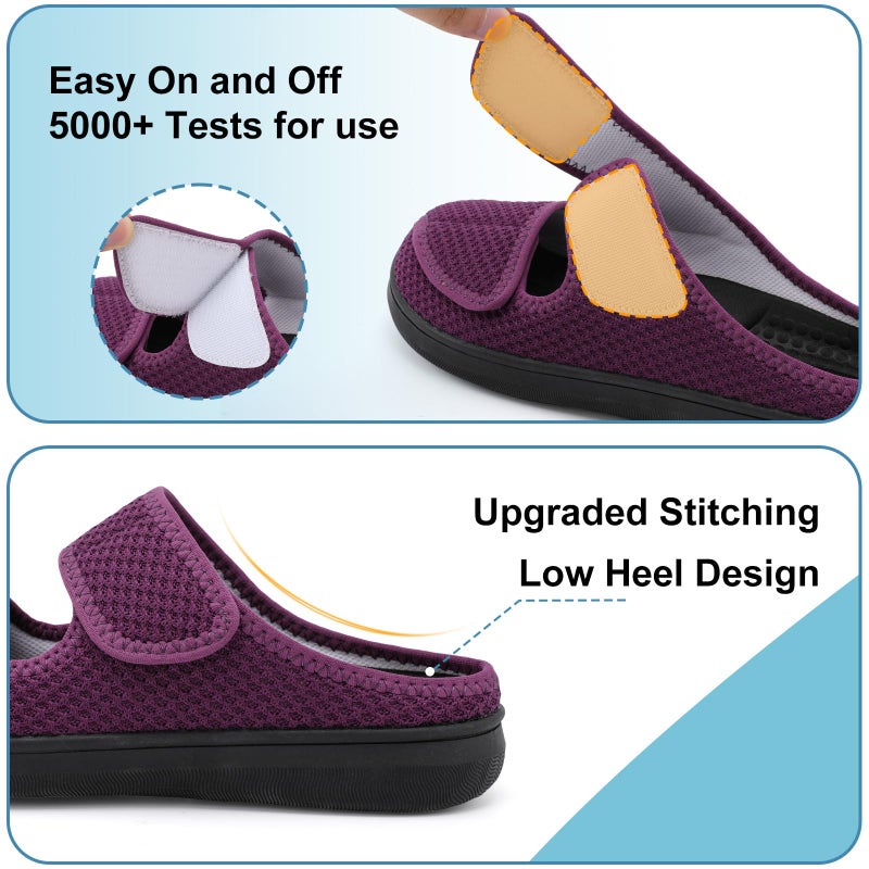 JIASUQI Womens Orthopedic Slippers Slide On Recovery Shoes for Elderly Wide House Shoes for Swollen Feet, Purple 9 - Image 5