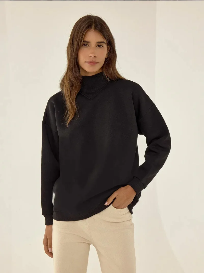 HICCUP Relaxed Fit Half Turtleneck Sweatshirt