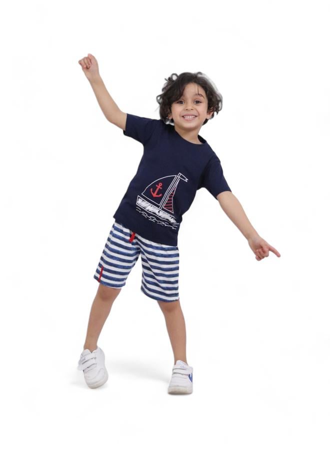 تشويس طقم قطني فاخر للأولاد (4 سنوات) - مجموعة صيف 2024 - مواد لطيفة وظلال مفعمة بالحيوية لمظهر أنيق ومريح, الآن فى 🌈 تشويس - Image 1