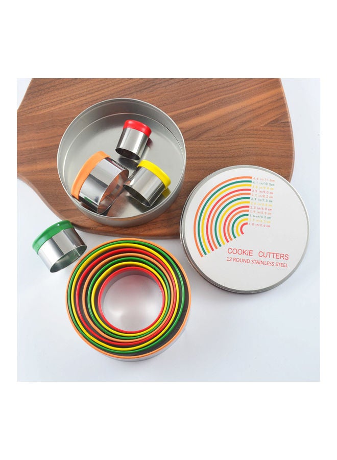 12 Pieces Mousse Ring Set with Storage Box Cookies Pastry Cutters Mold Set multicolour 12.50*3.50*12.50cm - Image 4