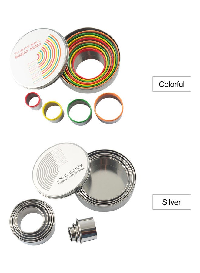 12 Pieces Mousse Ring Set with Storage Box Cookies Pastry Cutters Mold Set multicolour 12.50*3.50*12.50cm - Image 2