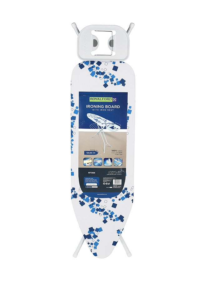 Ironing Board Suitable For Steam And Conventional Ironing Heavy Adjustment Liver Fold Flat For Storage 100 Percent Cotton Cover With Foam Pads Light Weight Easy To Carry 147x38x90 Cm