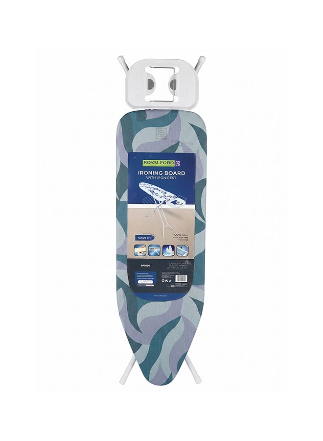 Royalford Ironing Board Suitable For Steam And Conventional Ironing Heavy Adjustment Liver Fold Flat For Storage 100 Percent Cotton Cover With Foam Pads Light Weight Easy To Carry 147x38x90 Cm Assorted / Multicolor - Image 3