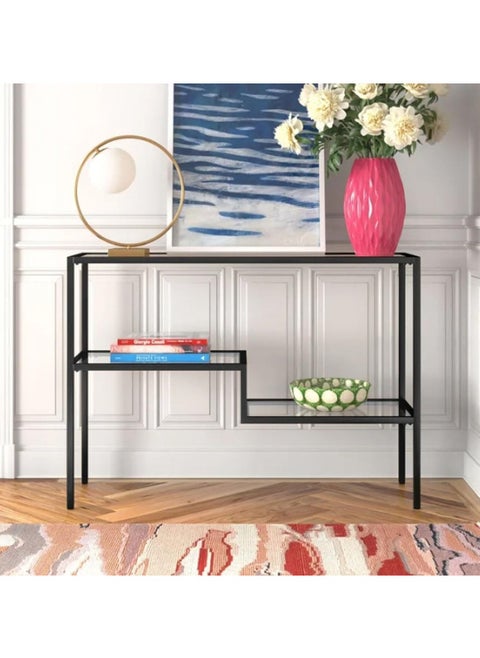 Console Table Contemporary Elegance Tempered Glass 3 Layer Console Table Effortless Style For Your Living Space