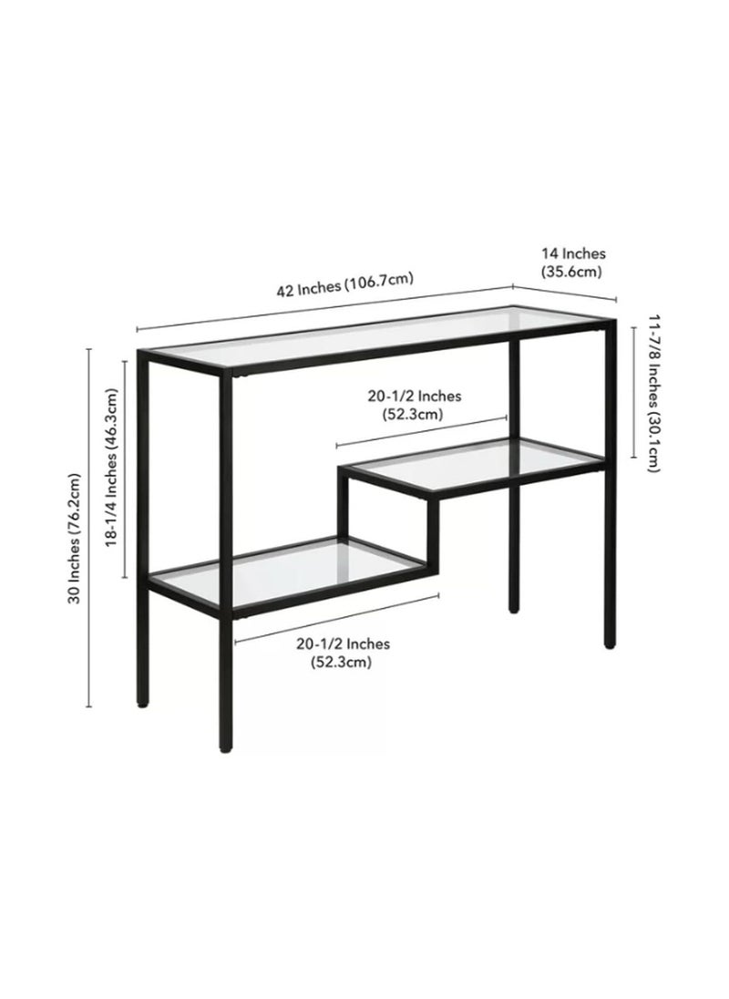 LINGWEI - Console Table Contemporary Elegance Tempered Glass 3 Layer Console Table Effortless Style For Your Living Space - Image 1
