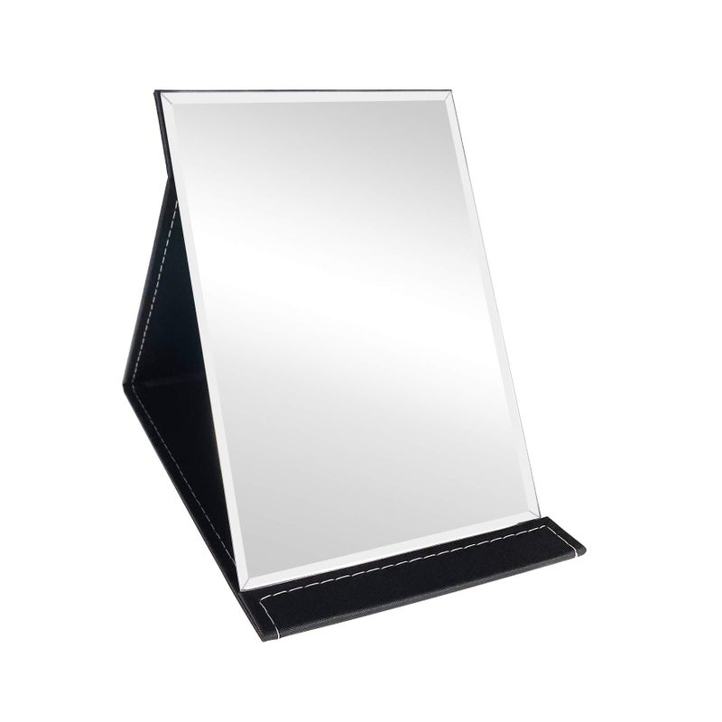 في أر هير ميرري أم مرآة مكياج محمولة قابلة للطي مع حامل قابل للتعديل من جلد البولي يوريثان لمستحضرات التجميل الشخصية الكبيرة - Image 1