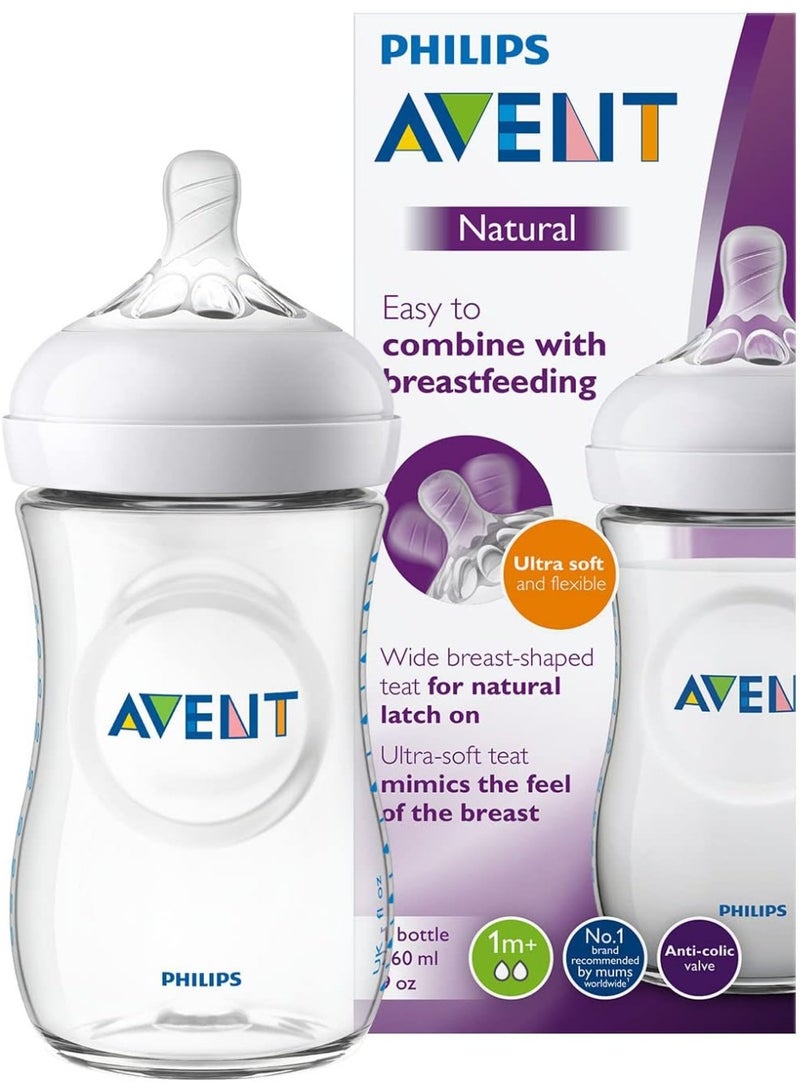 Avent Natural Baby Bottle – 260ml BPA-Free Infant Milk Bottle with 1-Month+ Teat - Image 1