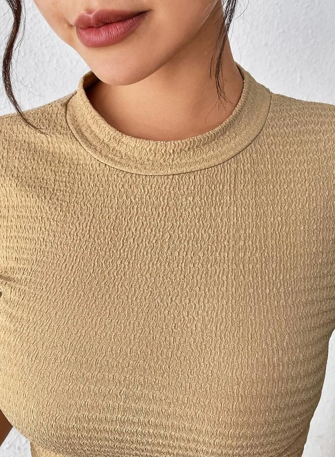 Styli Styli Beige Textured Top Trousers Co-Ords