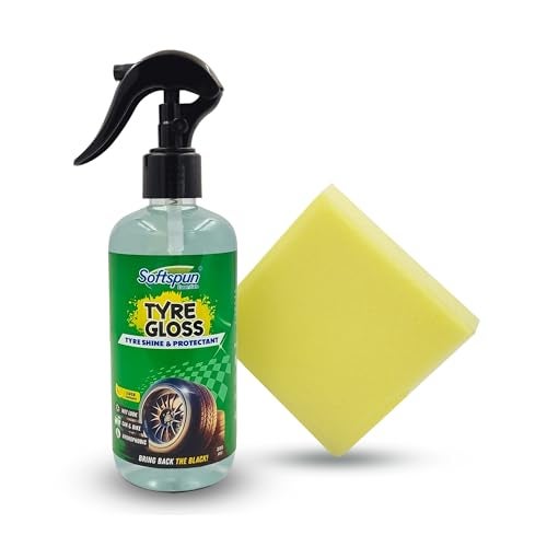 SOFTSPUN Essentials Tyre Gloss, Wet Look Shine Spray, 300ml, For Car & Bike With Applicator Pad, Hydrates Dry Tires, Gives UV Protection & Long Lasting High Gloss, Easy to Use & Water Repellent - Image 2