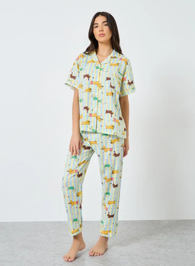 Take Two Take Two Pack of 3 - Cotton Animal Print Shirt, Shorts and Pyjama