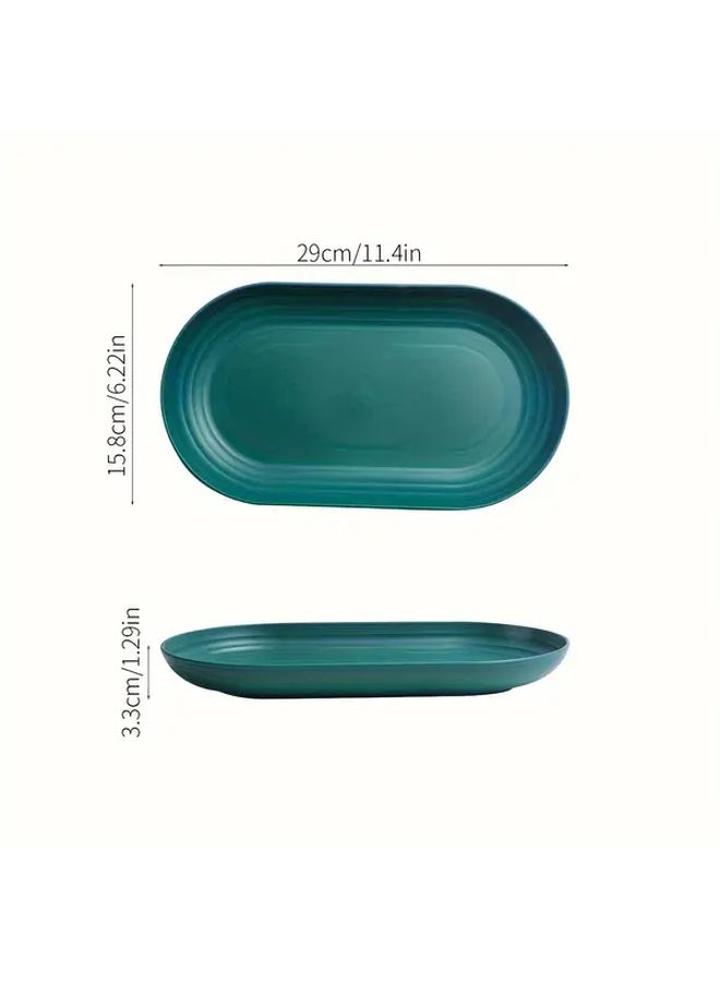 Orange 4 Pack Oval Plastic Plates Reusable Microwave Dishwasher Safe for Kitchen Picnic - Image 3