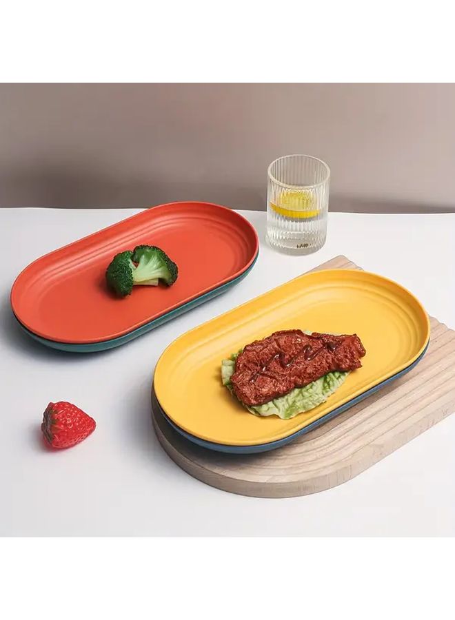 Orange 4 Pack Oval Plastic Plates Reusable Microwave Dishwasher Safe for Kitchen Picnic - Image 4