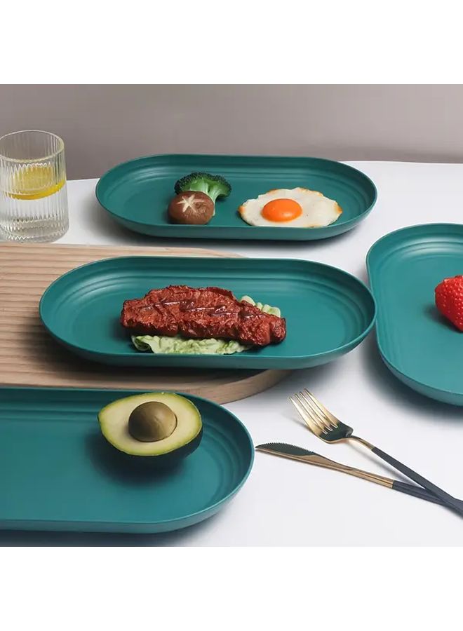 Orange 4 Pack Oval Plastic Plates Reusable Microwave Dishwasher Safe for Kitchen Picnic - Image 5