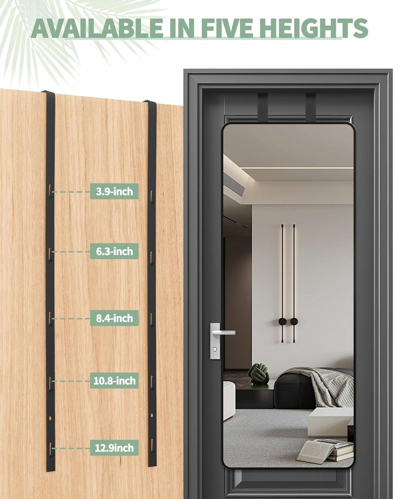 OXDFK 2 PCS Over The Door Mirror Hanger, Adjustable Door Mirror Hanger, Five-Hole Over The Doors-Mirrors Hook, Mirrors Doors Hangers with 2 Iron Filings and Screws (Black) - Image 5