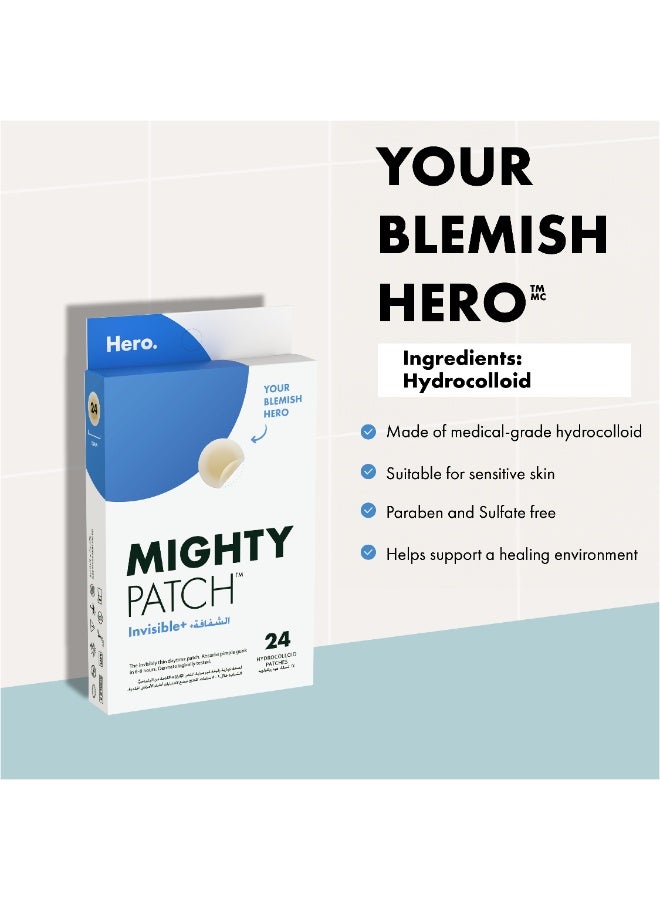 Hero Cosmetics لصقات هيرو مايتي غير المرئية - لصقات هيدروكوليد لحب الشباب والبثور للاستخدام النهاري، لاصقات رقيقة للغاية للوجه والبشرة (24 قطعة) - Image 2