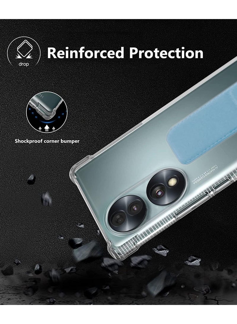 Wtech TPU Hand Grip Air Pillow Case Cover For Honor 70 5G 2022 Clear/Sky Blue - Image 2