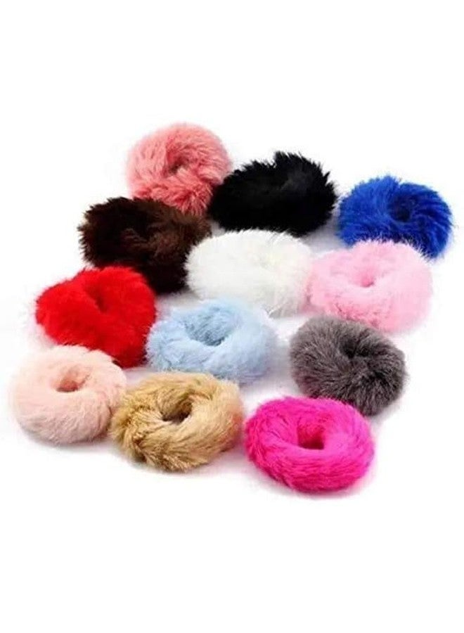 Minta Fluffy rubber band Elastic Multicolour Hair Rubber Bands for Kids Girls Women (Pack of 5 pcs) - Image 3