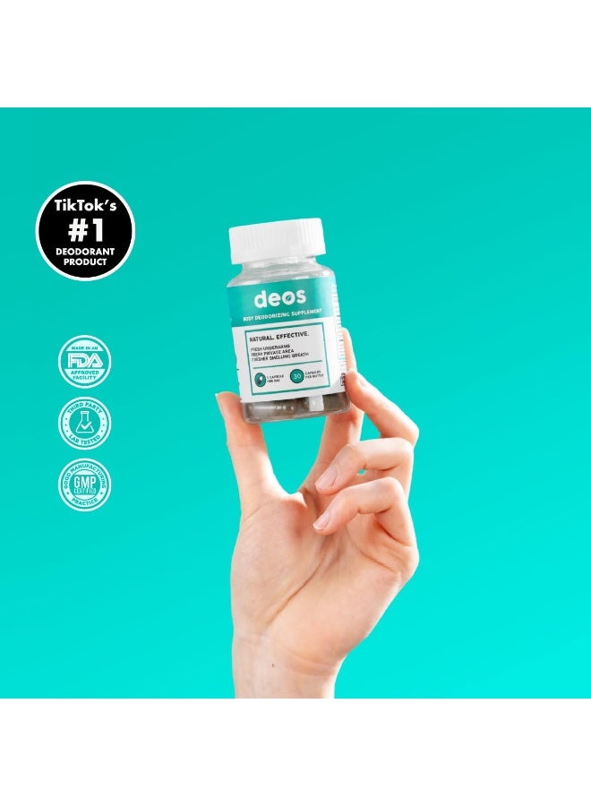 DEOS Chlorophyll Body Freshness Capsules – Plant-Based Internal Freshness Support | Helps Neutralize Body Odor & Maintain Digestive Balance | Wellness Supplement for Adults | 30 Capsules - Image 2