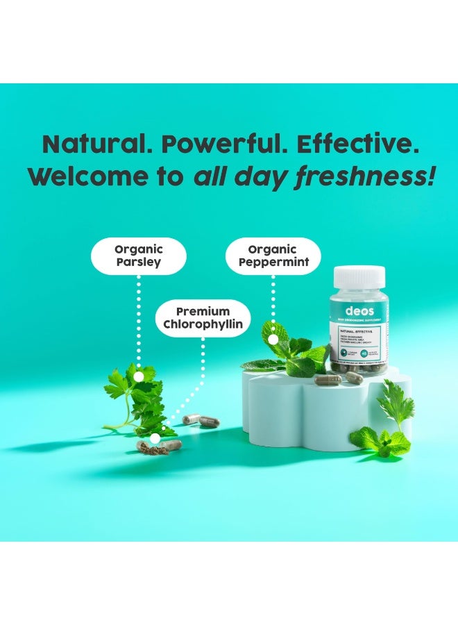 DEOS Chlorophyll Body Freshness Capsules – Plant-Based Internal Freshness Support | Helps Neutralize Body Odor & Maintain Digestive Balance | Wellness Supplement for Adults | 30 Capsules - Image 4